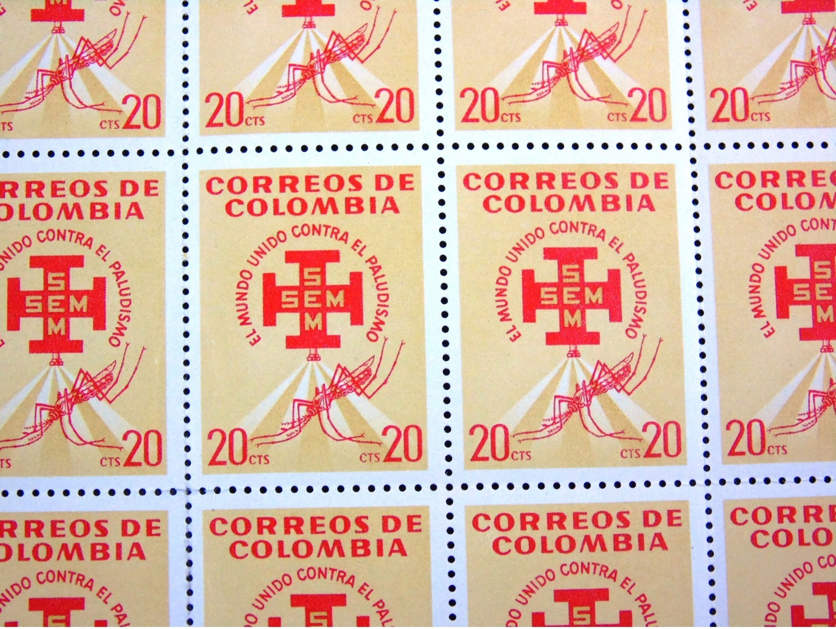 COLOMBIA 1962 MINIPLIEGO DE 50 SELLOS CORREO AEREO ERRADICACION DEL PALUDISMO NUEVOS - Colombia