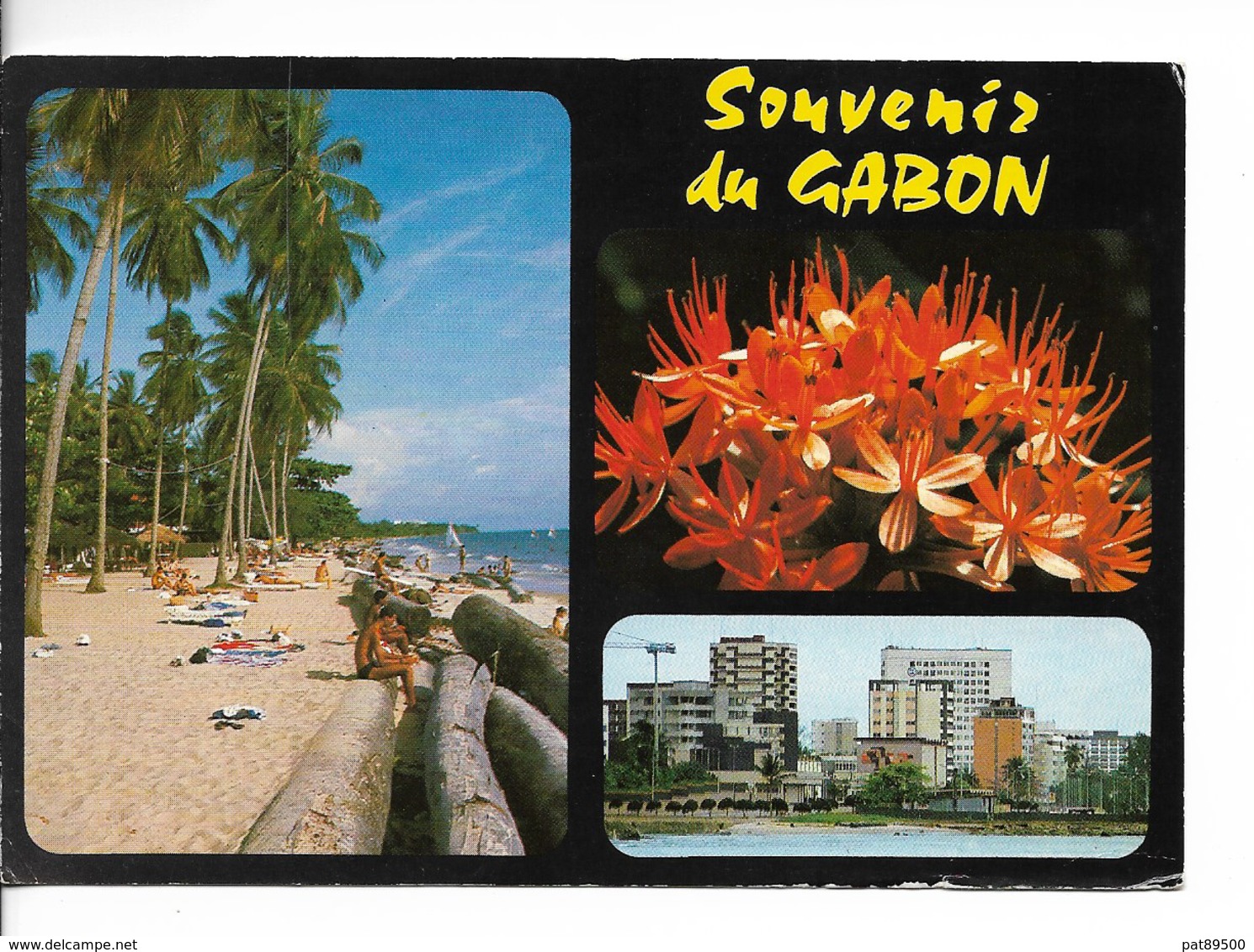 GABON 3 Vues : Plage Du Tropicana, Aspect De Libreville, Amaryllis Haemanthus/ CPM Voyagée 1985 / Usée Soldée !! - Gabon