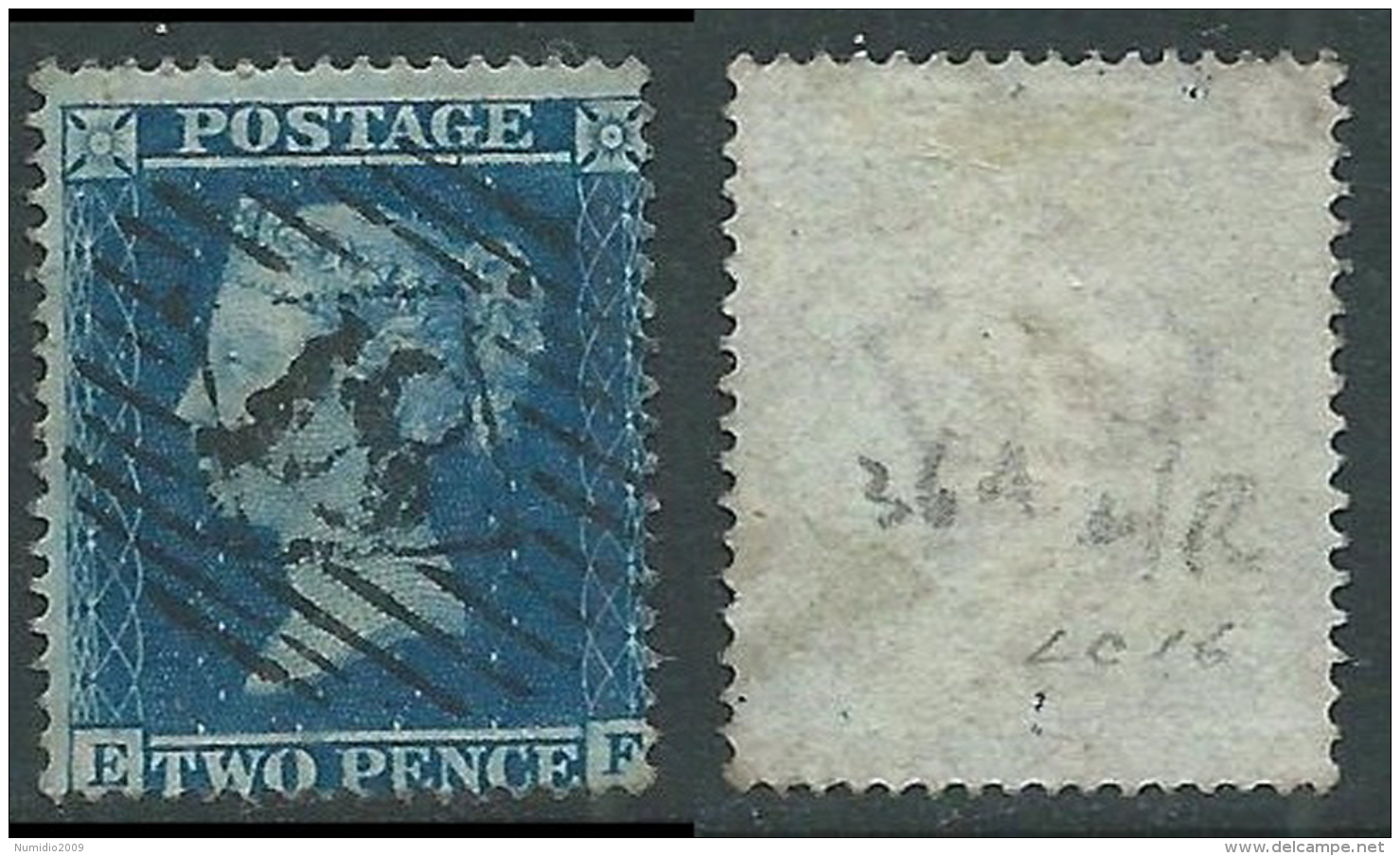 1854-57 GREAT BRITAIN USED PENNY BLUE 2d SG 27 P16 (EF) - Usati