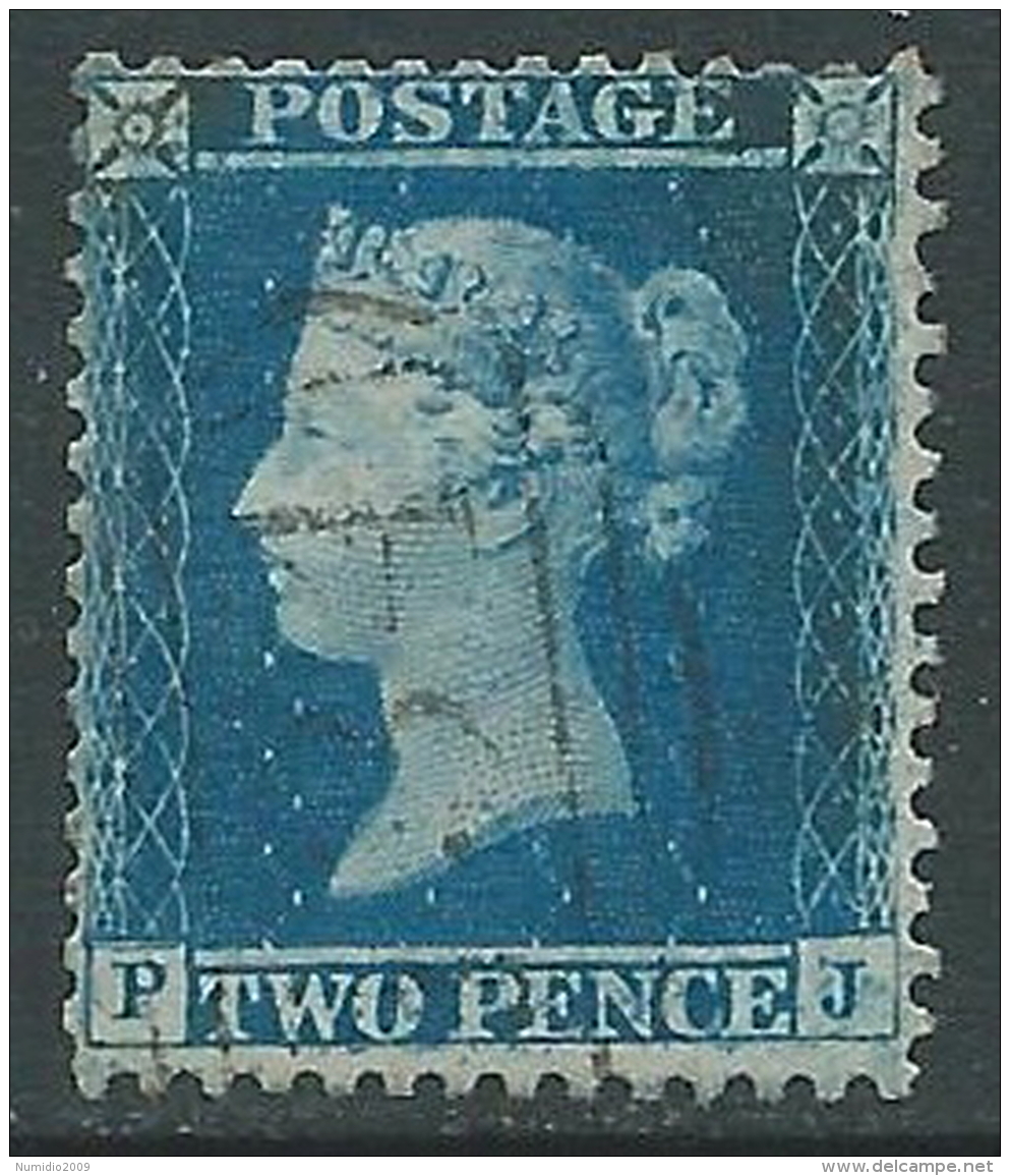 1854-57 GREAT BRITAIN USED PENNY BLUE 2d SG34/35 P14 (PJ) - Gebraucht