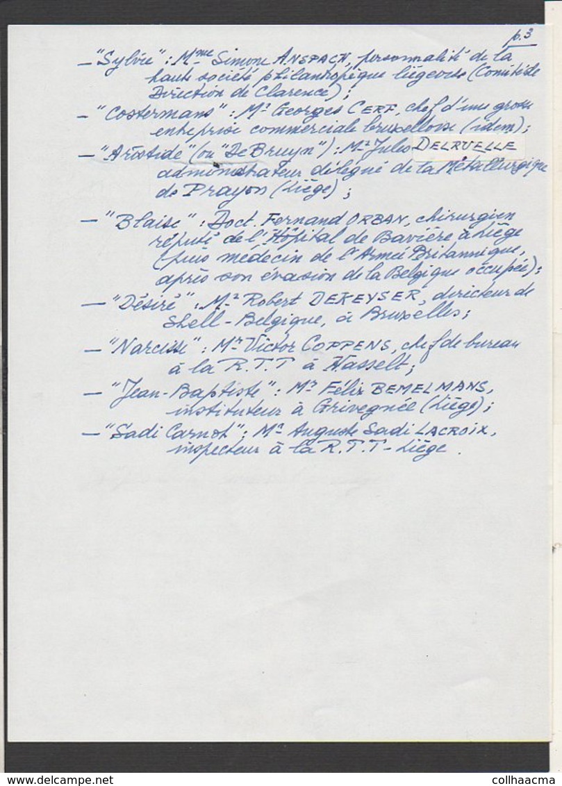 Guerre 39/45 / Réseau De Résistance Belge "Clarence" / Lot De Documents Sur Walthère Dewé Géant De La Résistance Belge - Historical Documents