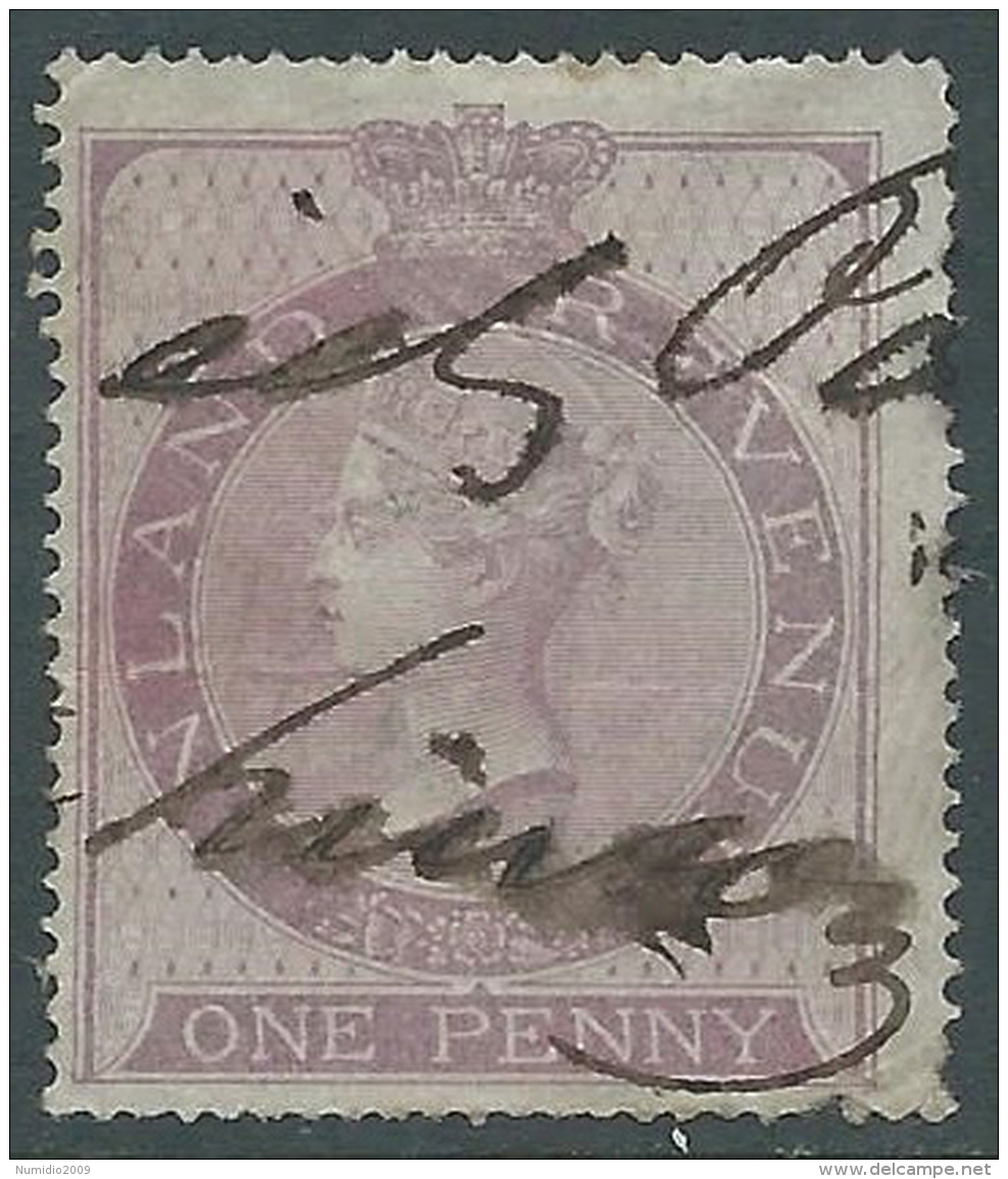 1860-67 GREAT BRITAIN USED POSTAL FISCAL STAMPS F15 1d REDDISH LILAC - Fiscale Zegels