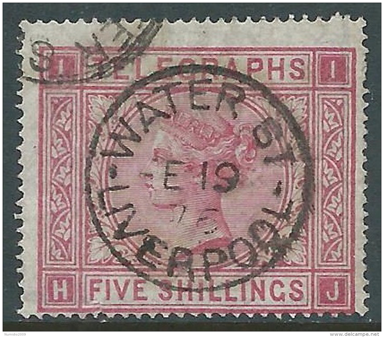 1870-80 GREAT BRITAIN USED TELEGRAPH STAMPS 5s PLATE 1 ROSE (HJ) - Servizio