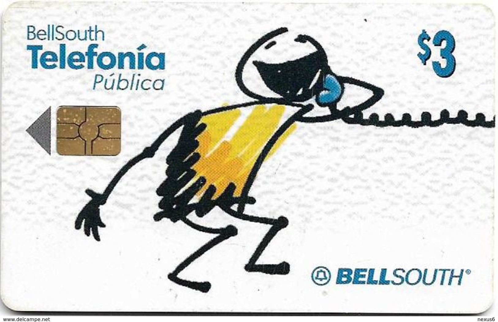 Ecuador - Bell South - Cartoon Boy On Phone - 2002, 3$, Used - Ecuador