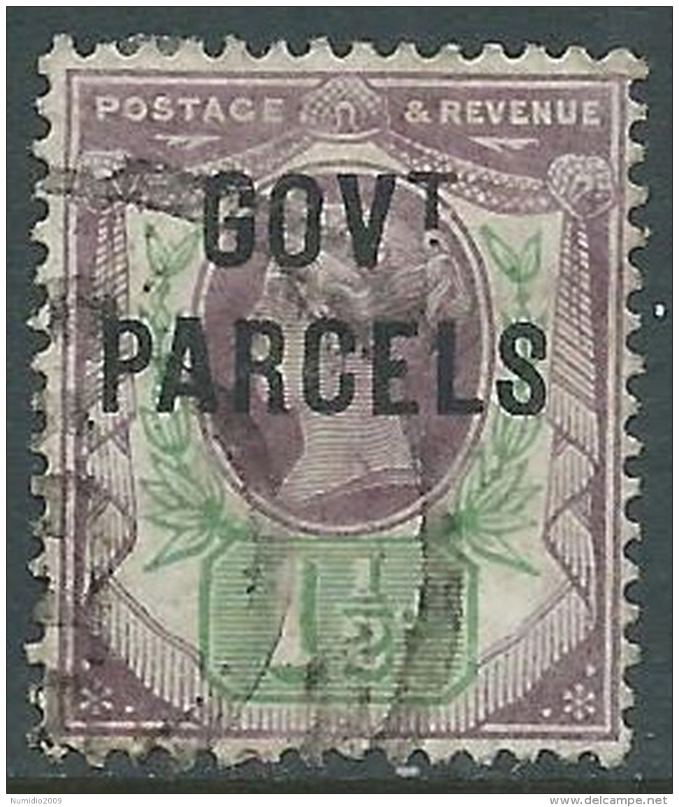 1887-1890 GREAT BRITAIN USED OFFICIAL STAMPS O65 1 1/2d DULL PURPLE PALE GREEN - Service