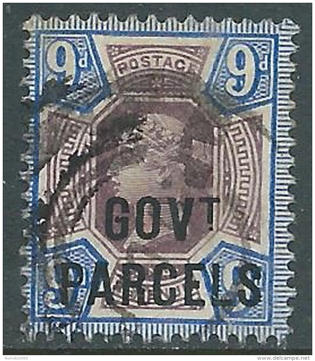 1887-1890 GREAT BRITAIN USED OFFICIAL STAMPS O67 9d DULL PURPLE AND BLUE - Servizio