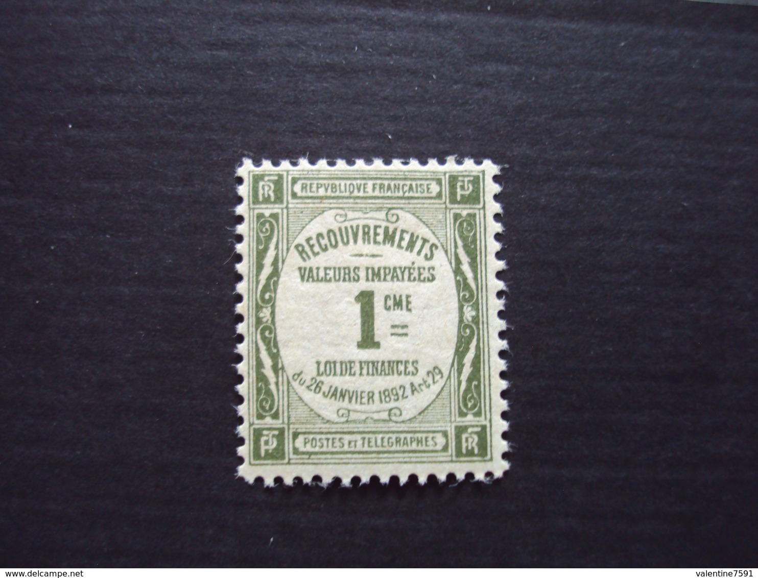 1908-TAXE N° 43- 1 Centime Vert Gris, Neuf, Cote 3 Net 1 - 1859-1959 Neufs