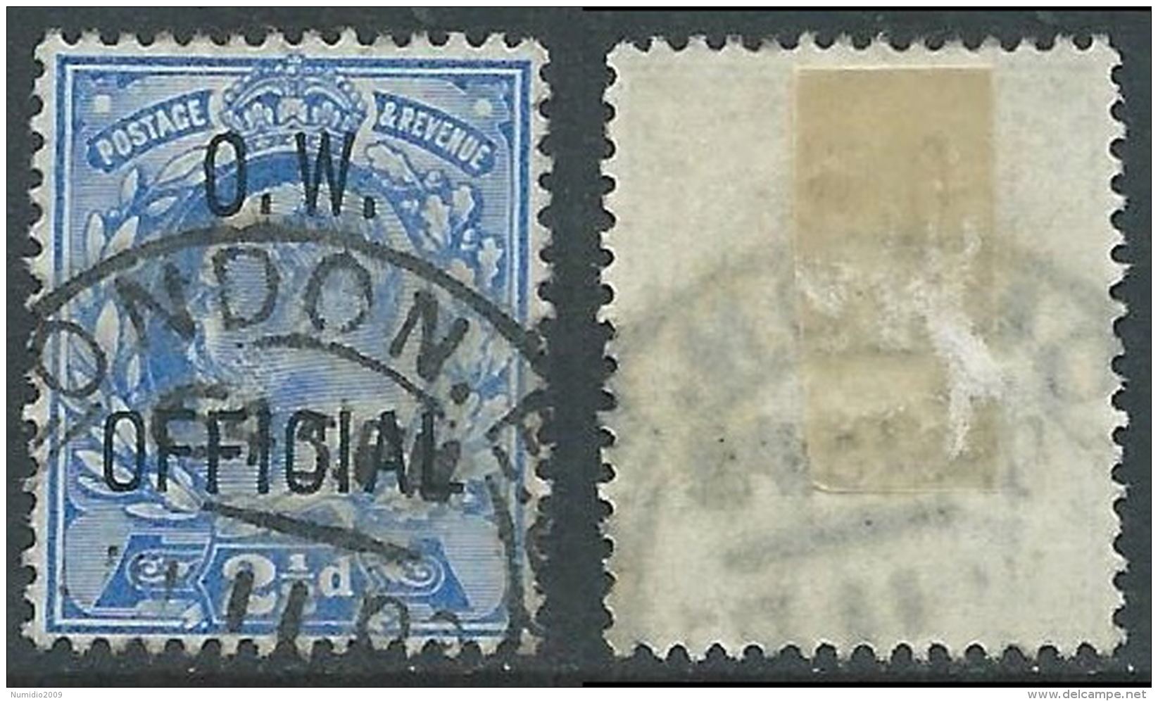 1902-03 GREAT BRITAIN USED OFFICIAL STAMPS O39 2 1/2d ULTRAMARINE - Servizio