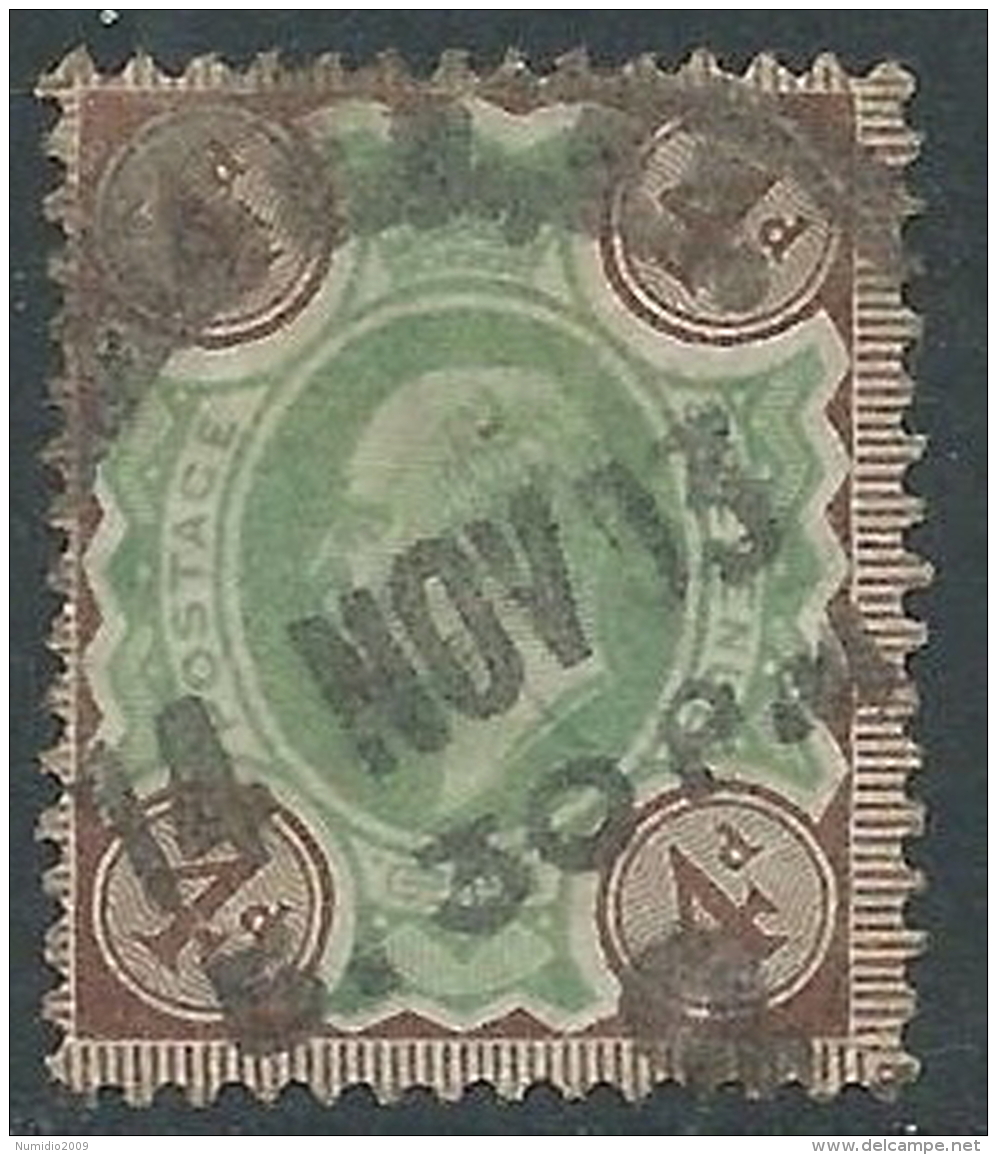 1902-10 GREAT BRITAIN USED SG 235 4d GREEN &amp; GREY-BRN - Usati