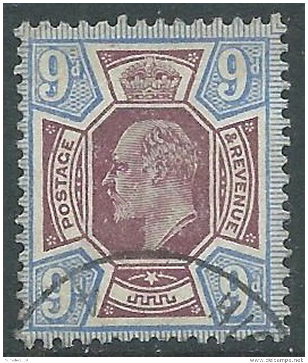 1902-10 GREAT BRITAIN USED SG 250 9d DULL PURPLE &amp; ULTRAMARINE - Usati