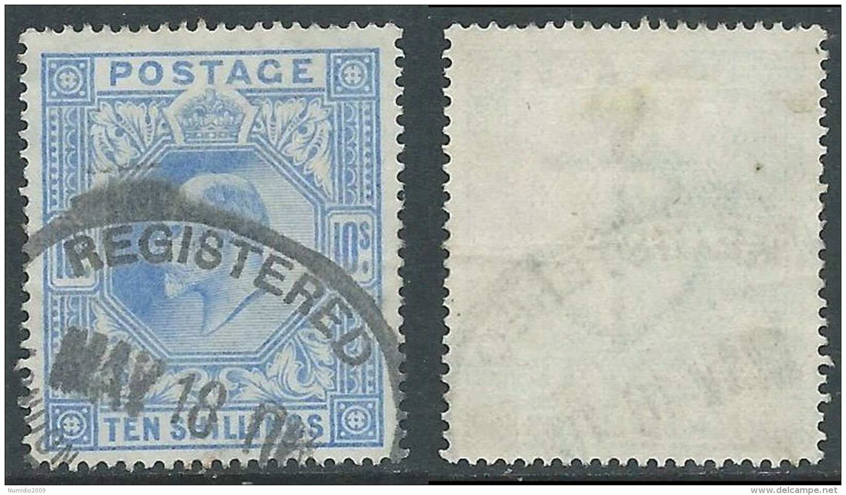 1902-10 GREAT BRITAIN USED SG 265 10s ULTRAMARINE - Usati