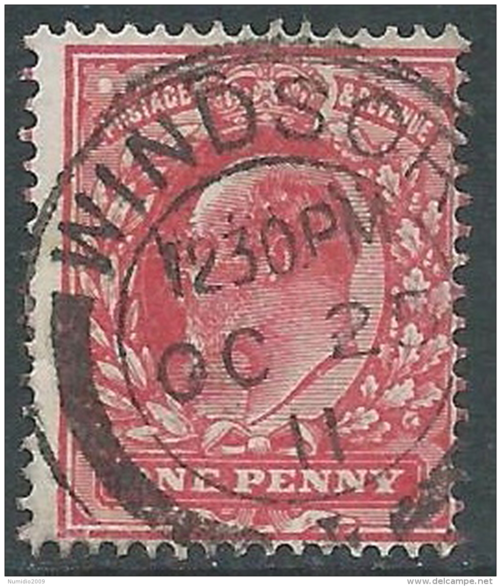 1911 GREAT BRITAIN USED SG 280 1d ROSE RED - Usati