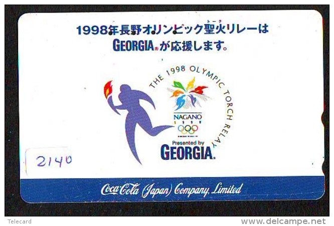 Télécarte Japon / 110-016 - COCA COLA (2140) - COKE * OLYMPIC GAMES * SPORT *  Japan Phonecard Telefonkarte - Olympische Spelen