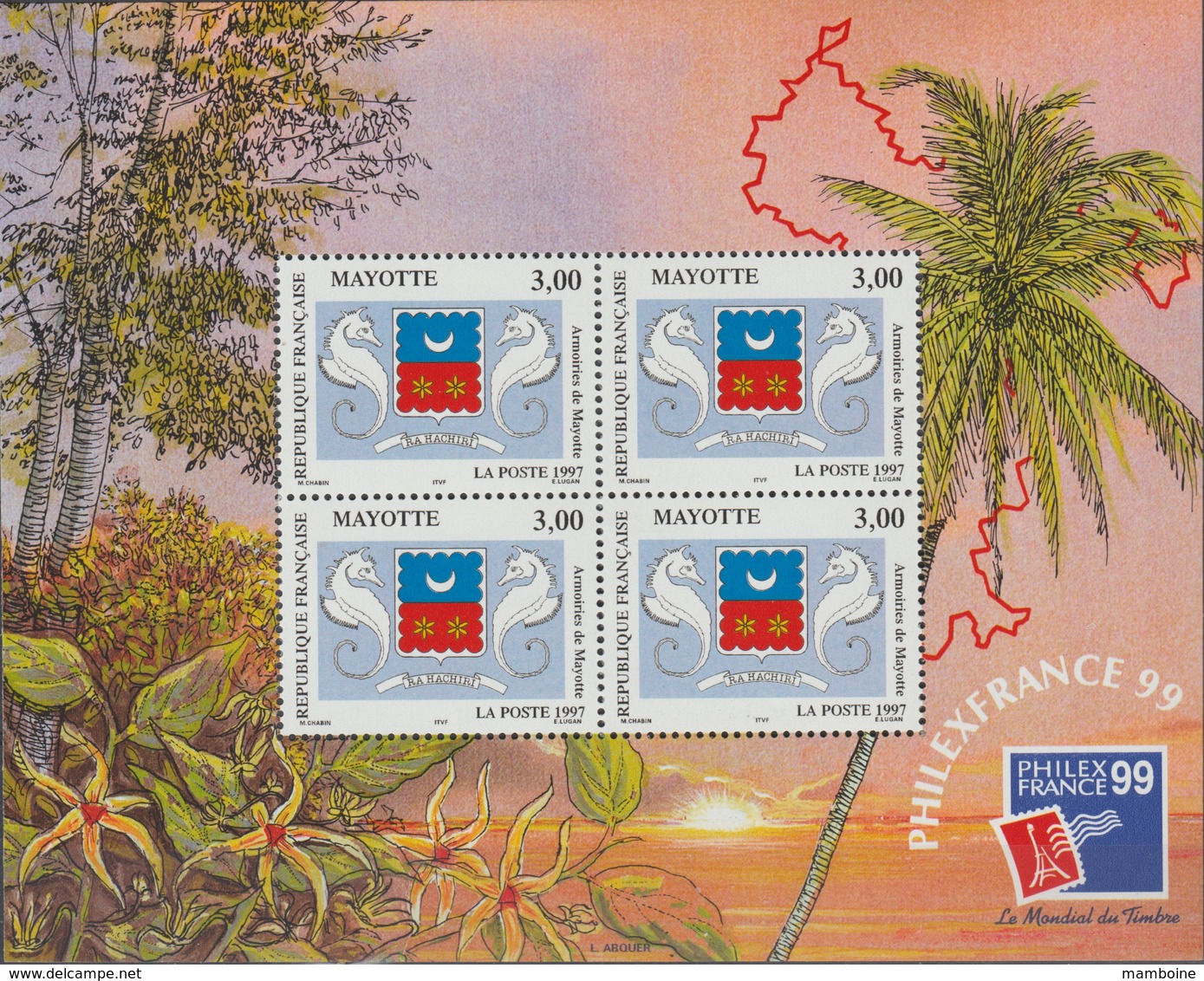 Mayotte 1999  Bloc N° 1  Neuf  X X = Philexfrance 99 - Blocks & Sheetlets