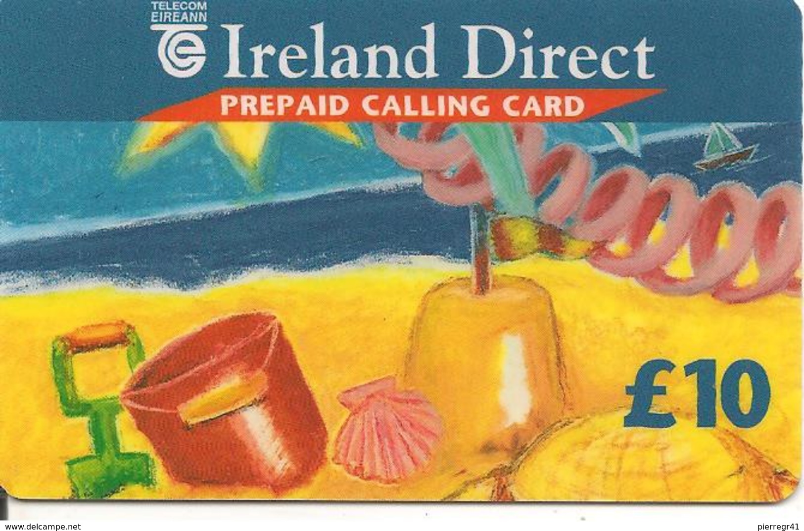 CARTE-PREPAYEE-IRELANDE-10£-PLAGE CHATEAU DE SABLE-TBE-RARE - Irlande