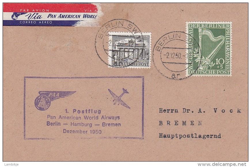 Berlin Brief 1950 First Flight Berlin - Bremen - Other & Unclassified