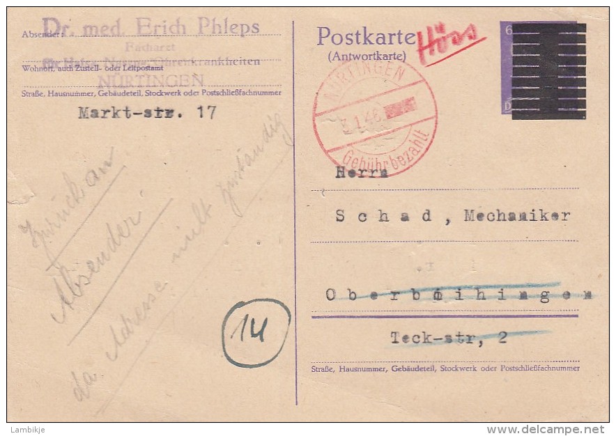 Allierter Besetzung Notausgabe Postkarte 1945 - Sonstige & Ohne Zuordnung