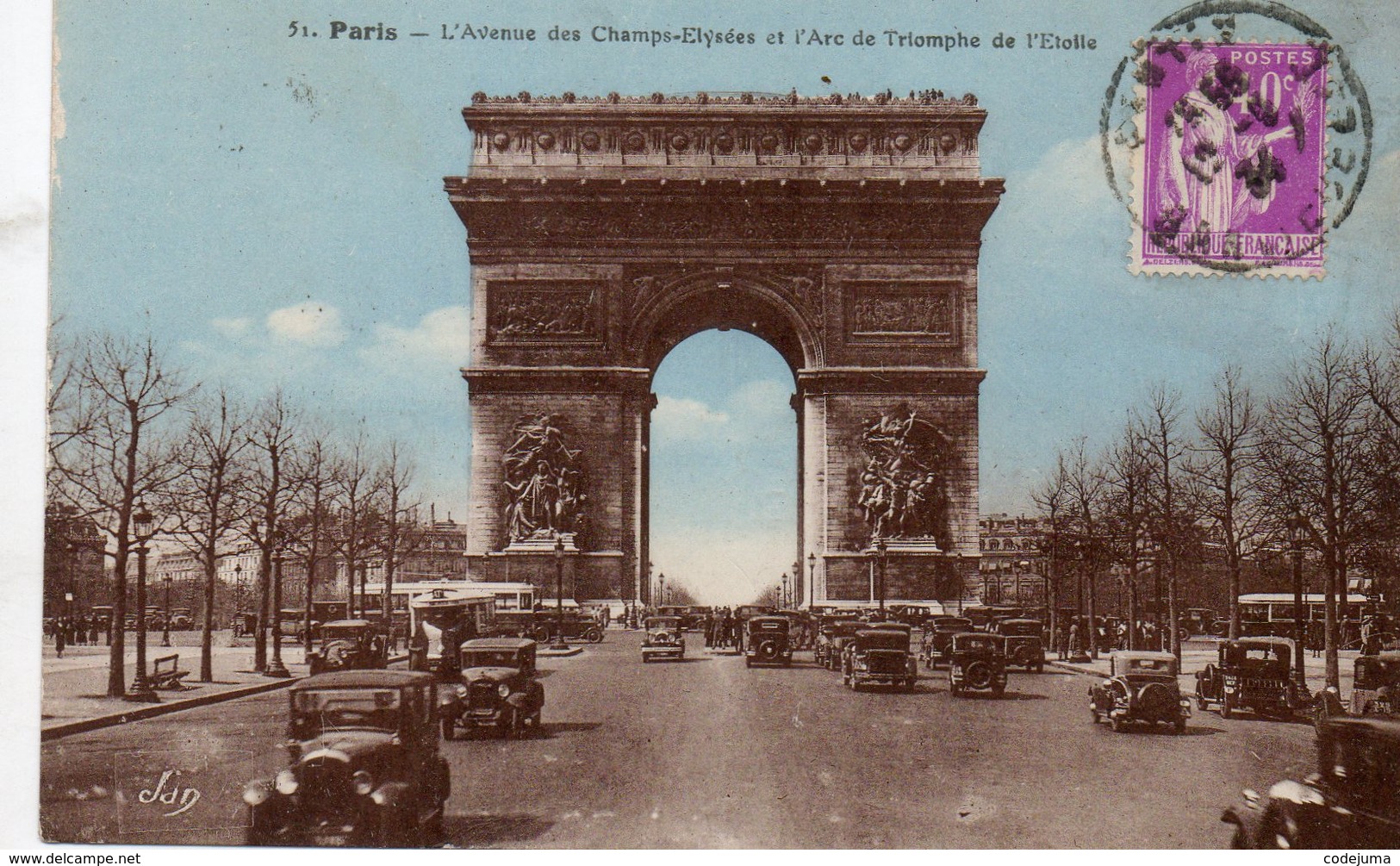 Carte Postale Ancienne. PARIS : L'Avenue Des Champs Elysées Et L'Arc De Triomphe De L'Etoile. - Arc De Triomphe