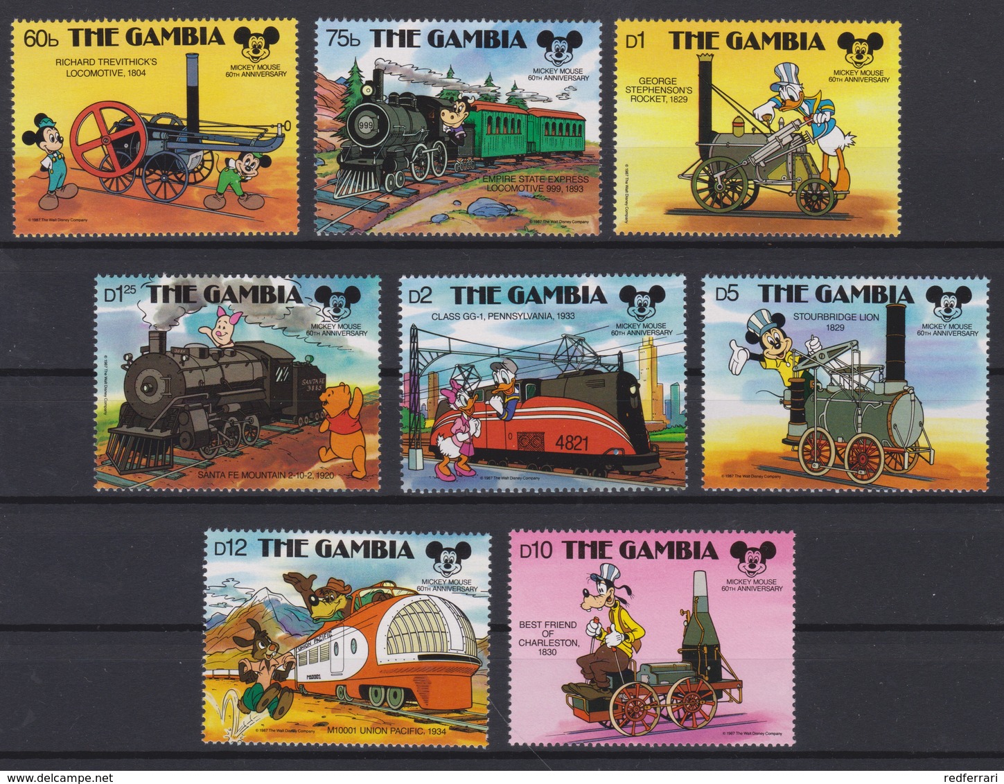 2178  WALT DISNEY  The GAMBIA ( Mickey Mouse 60 Th Anniversary ) Train And Locomtives . - Disney