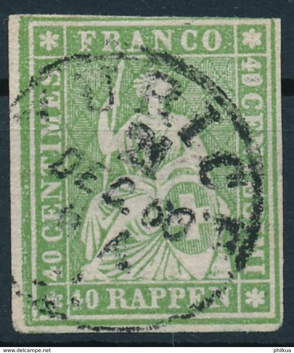 26G / 17IlBym Strubel 40 Rappen, Olivgrün Mit Einkreis Stempel ZÜRICH - Used Stamps