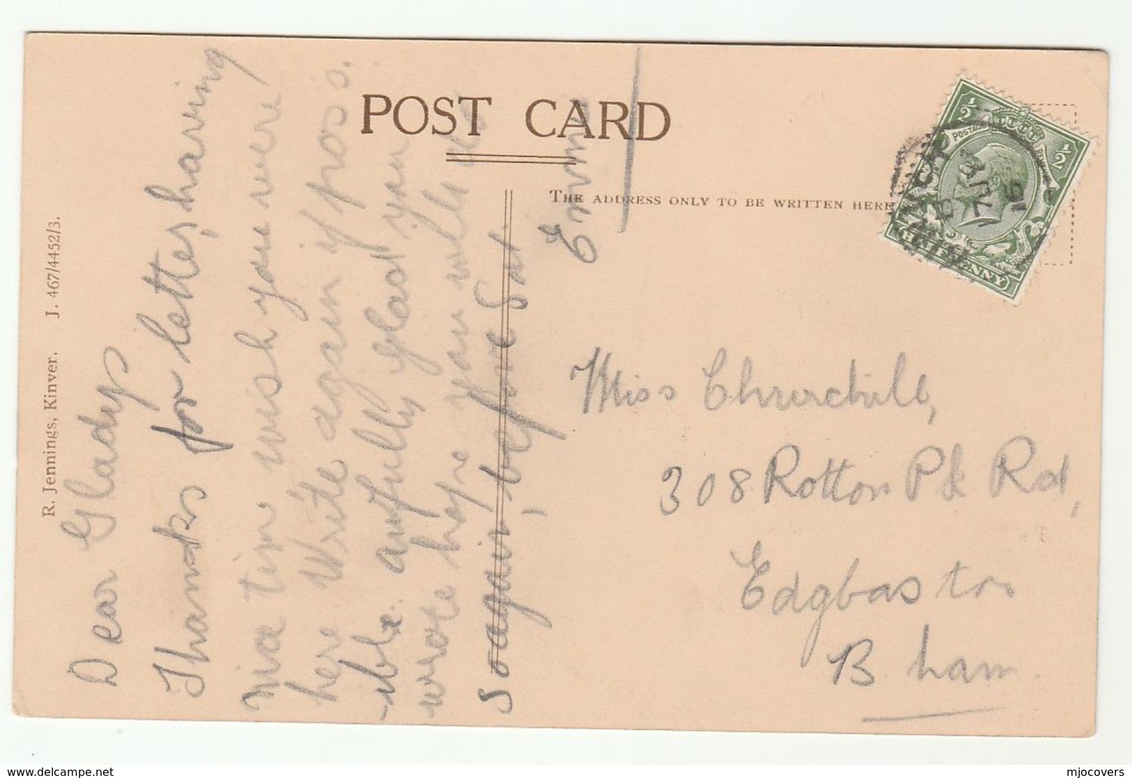 1916 Kiver GB Stamps Cover (postcard KIVER VILLAGE) Cds Pmk Gv - Covers & Documents