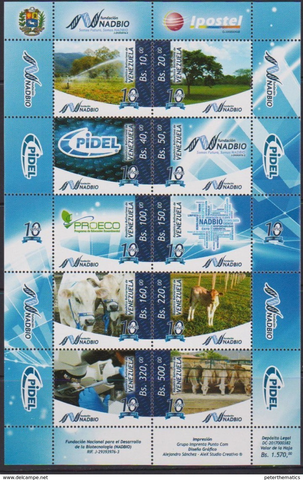 VENEZUELA, 2017, MNH, BIOLOGY INSTITUTE,BIOTECHNOLOGY,  CATTLE, COWS, TREES, SHEETLET - Autres & Non Classés