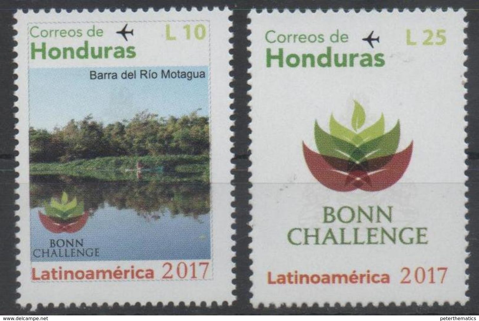 HONDURAS , 2017, MNH, BONN CHALLENGE, RESTORATION OF ENVIRONMENT, RIVERS, 2v - Environment & Climate Protection