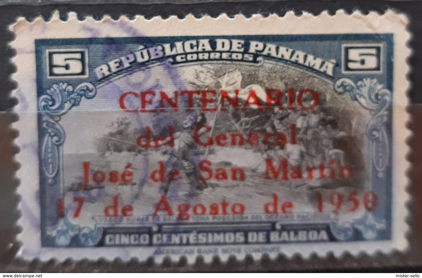 PANAMÁ 1950 The 100th Anniversary Of The Death Of San Martin - Overprinted. USADO - USED. - Panamá