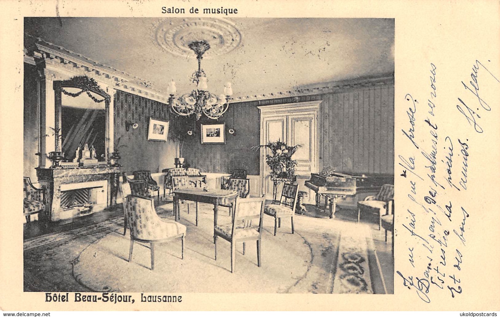 CPA  Suisse - LAUSANNE,  Hotel Beau-Séjour, Salon De Musique, 1911 - Lausanne