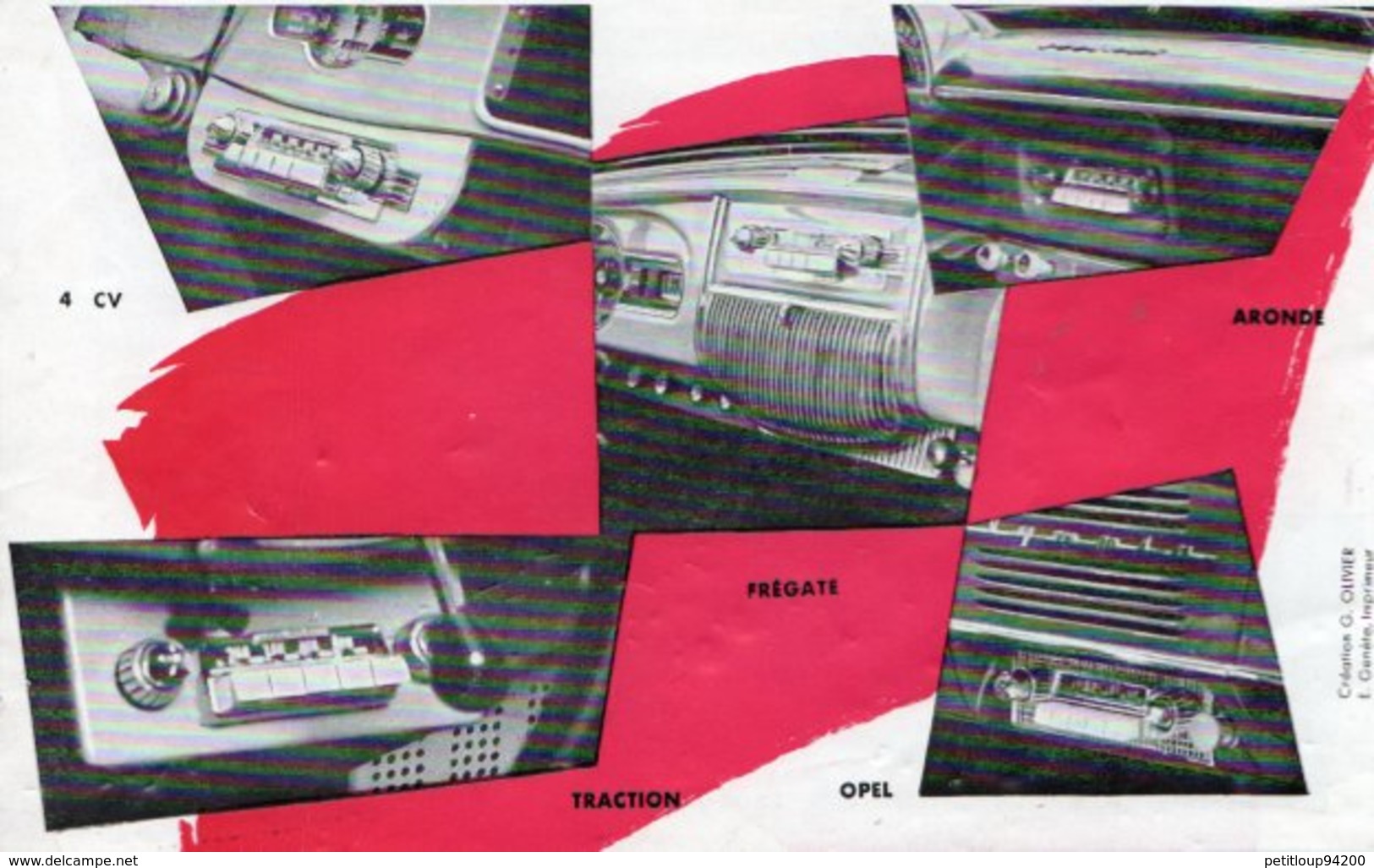 DOCUMENT COMMERCIAL PUBLICITE AUTO-RADIO GRANDIN *2 Cv *4 Cv *203 *Dyna *Versailles *Aronde *Frégate *Traction *Opel 325 - Cars