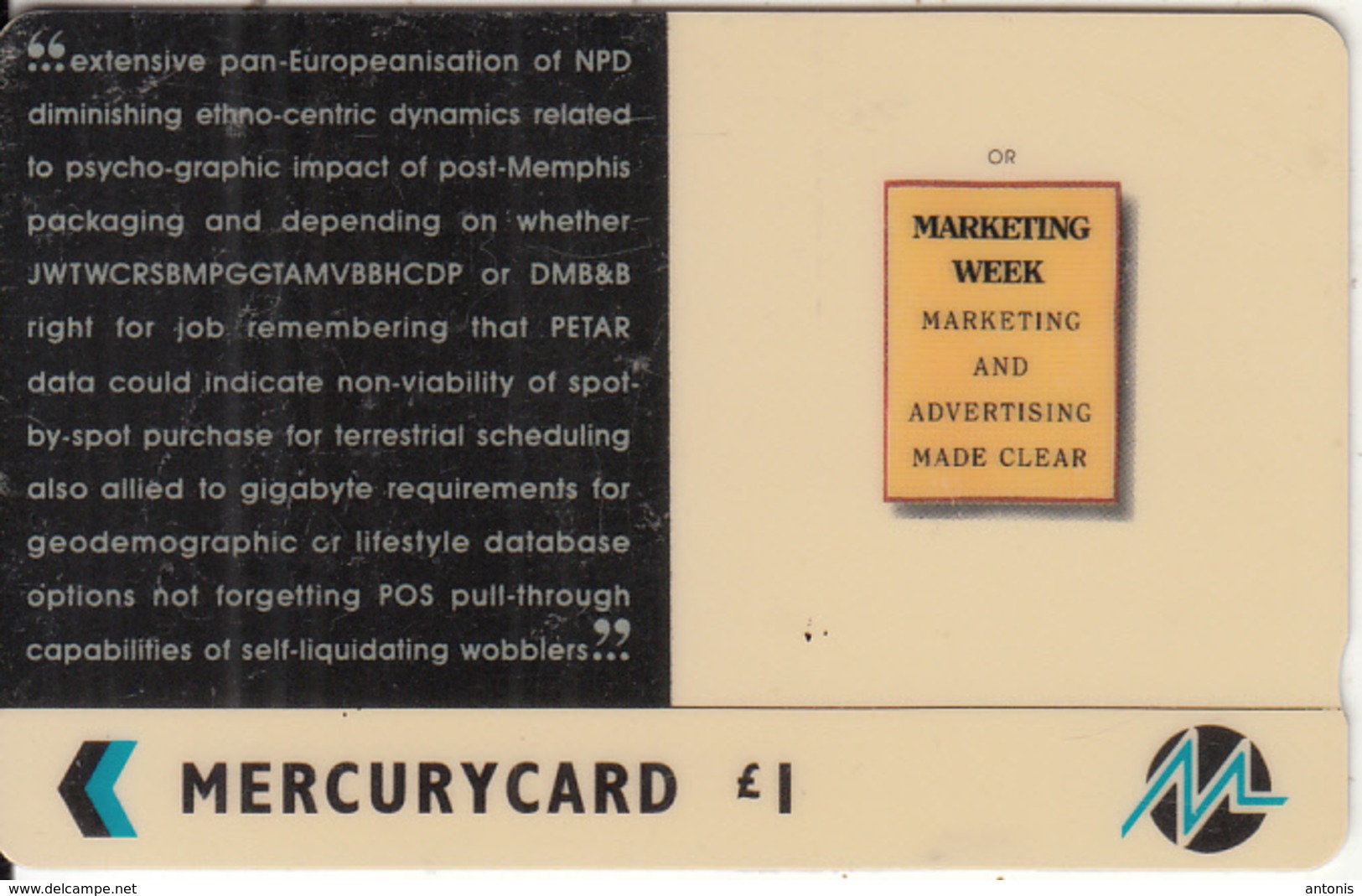 UK - Marketing Week(MER262), CN : 20MERB, Tirage 13201, Used - [ 4] Mercury Communications & Paytelco
