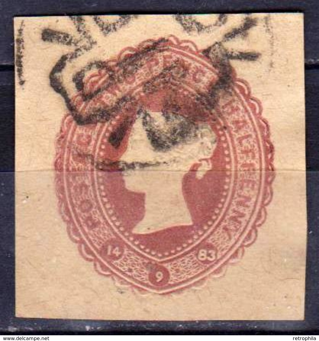GRANDE-BRETAGNE - Great Britain - Reine Victoria Entier Postal En Relief Vers 1890 - 2 1/2 Pence Brun Violet Oblitéré - Entiers Postaux