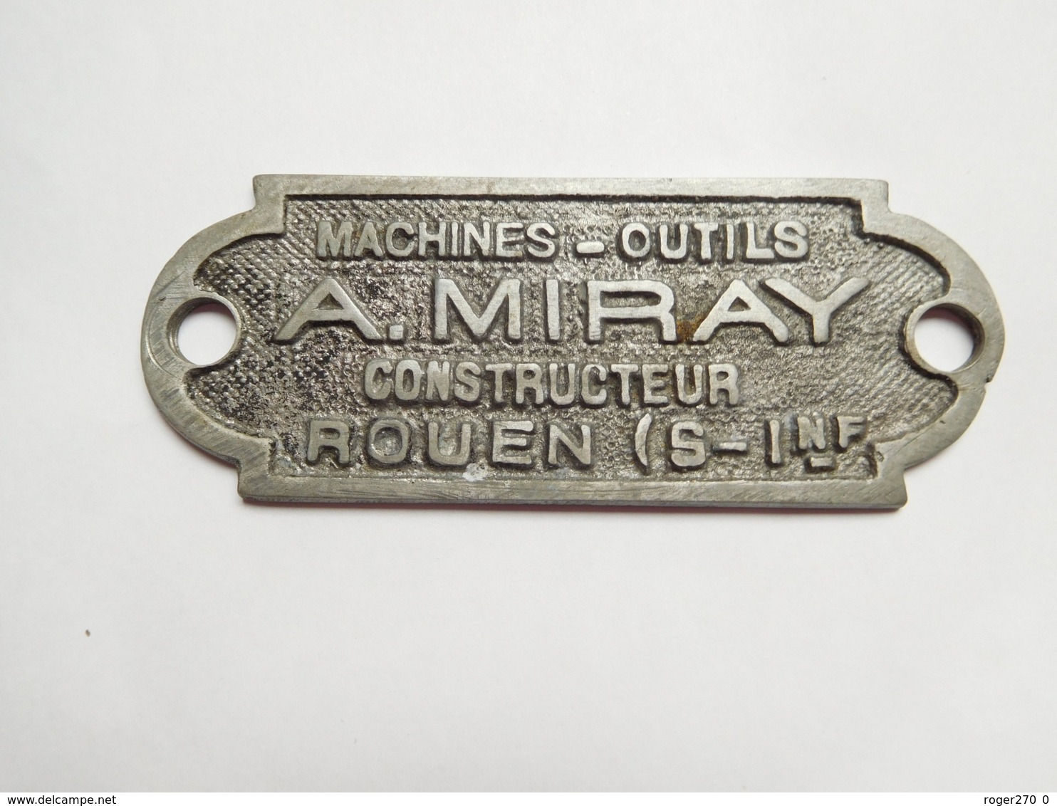 Plaque De Constructeur ( No Pin's ), Constructeur Machine Outils , A. Miray , Rouen , Matériel - Villes