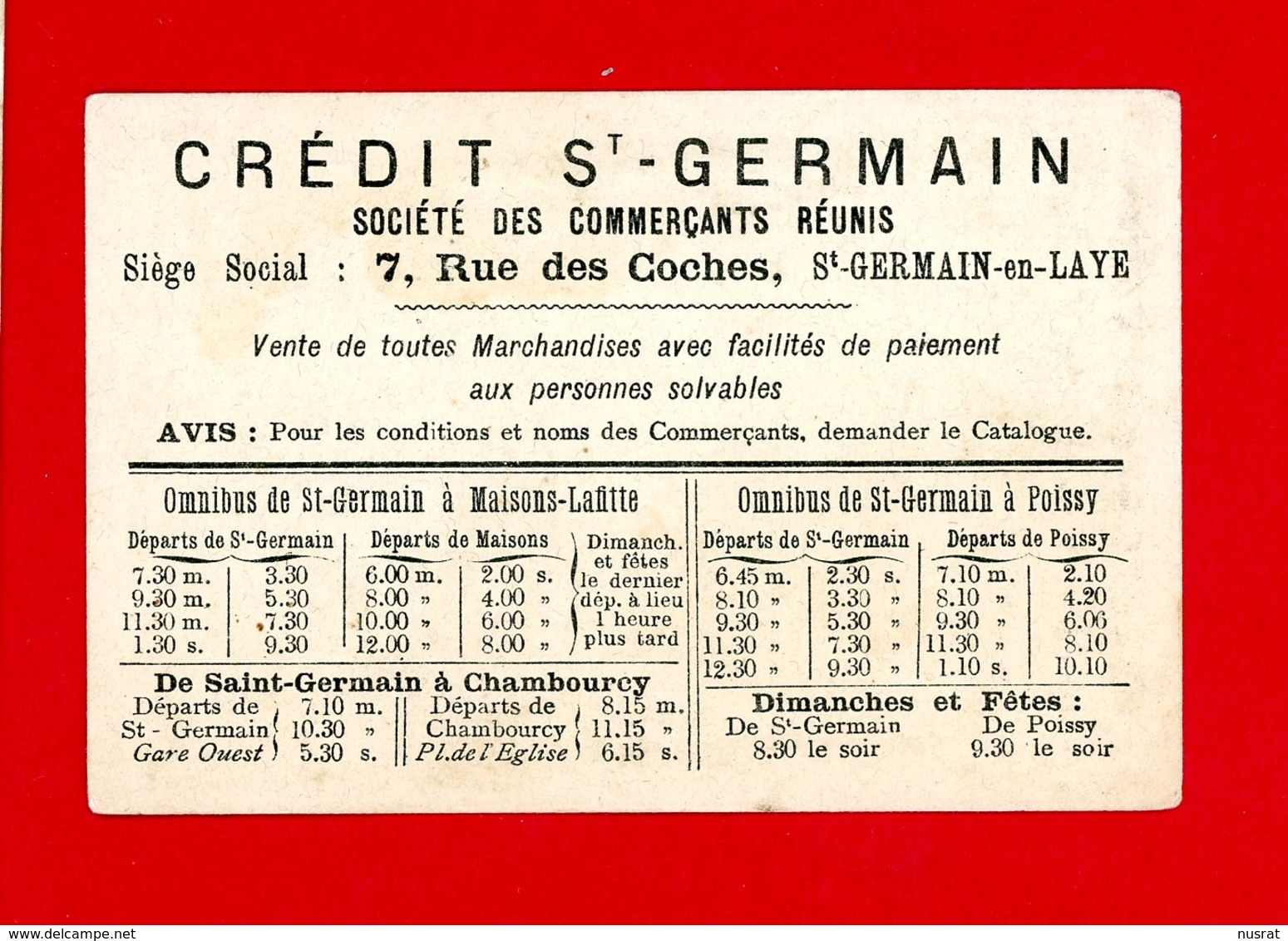 St Germain En Laye, Crédit St Germain, 7 Rue Des Coches, Jolie Chromo, Bateau Et Petits Marins - Other & Unclassified