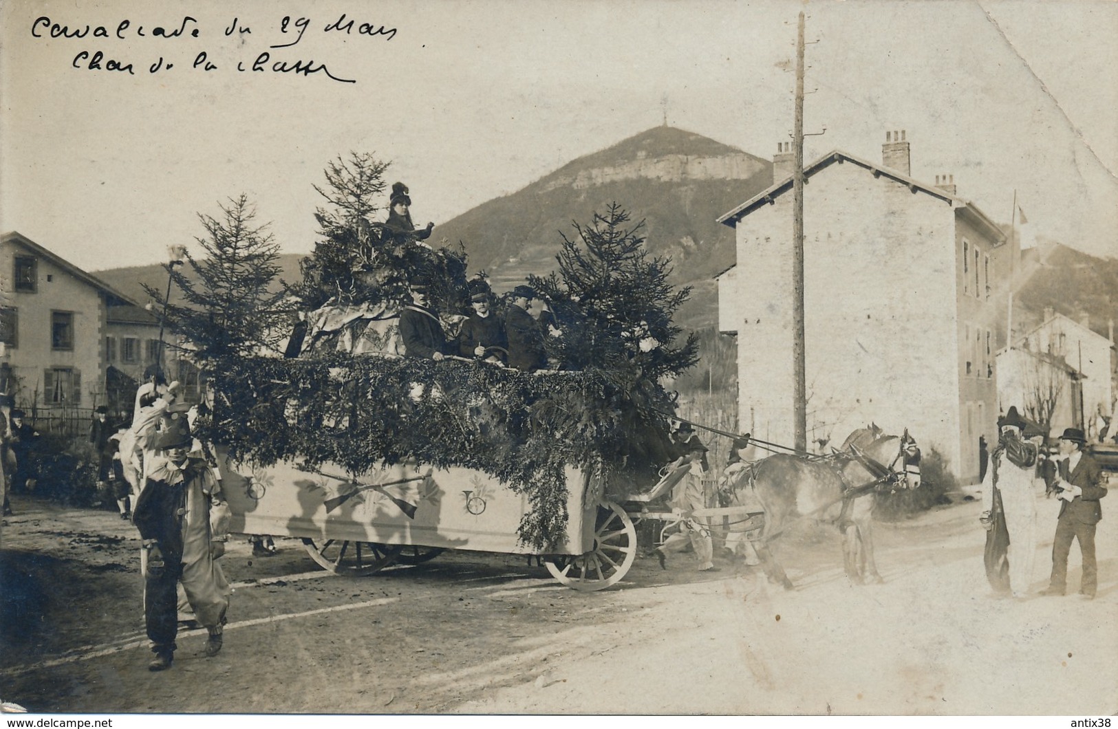 N67 - 38 - Fêtes De VOIRON - Isère - 29 Mars 1908 - Char De La Chasse - Carte Photo - Voiron