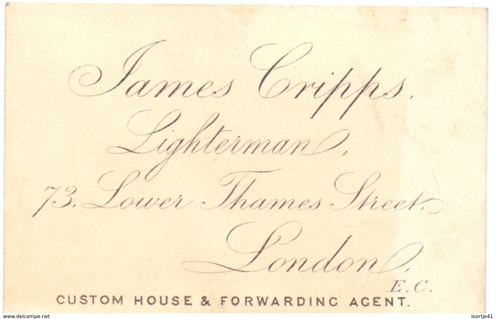 Visitekaartje - Carte Visite - James Cripps - Lighterman - London - Cartes De Visite