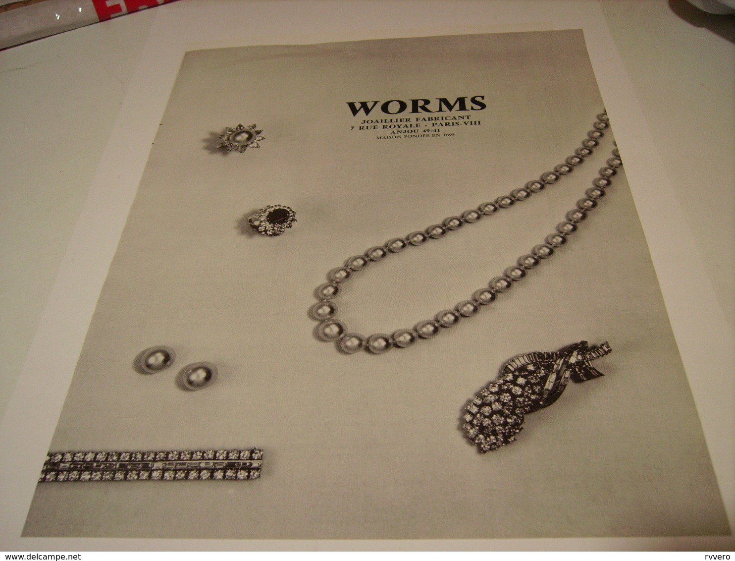 ANCIENNE PUBLICITE JOAILLIER WORMS 1965 - Other & Unclassified