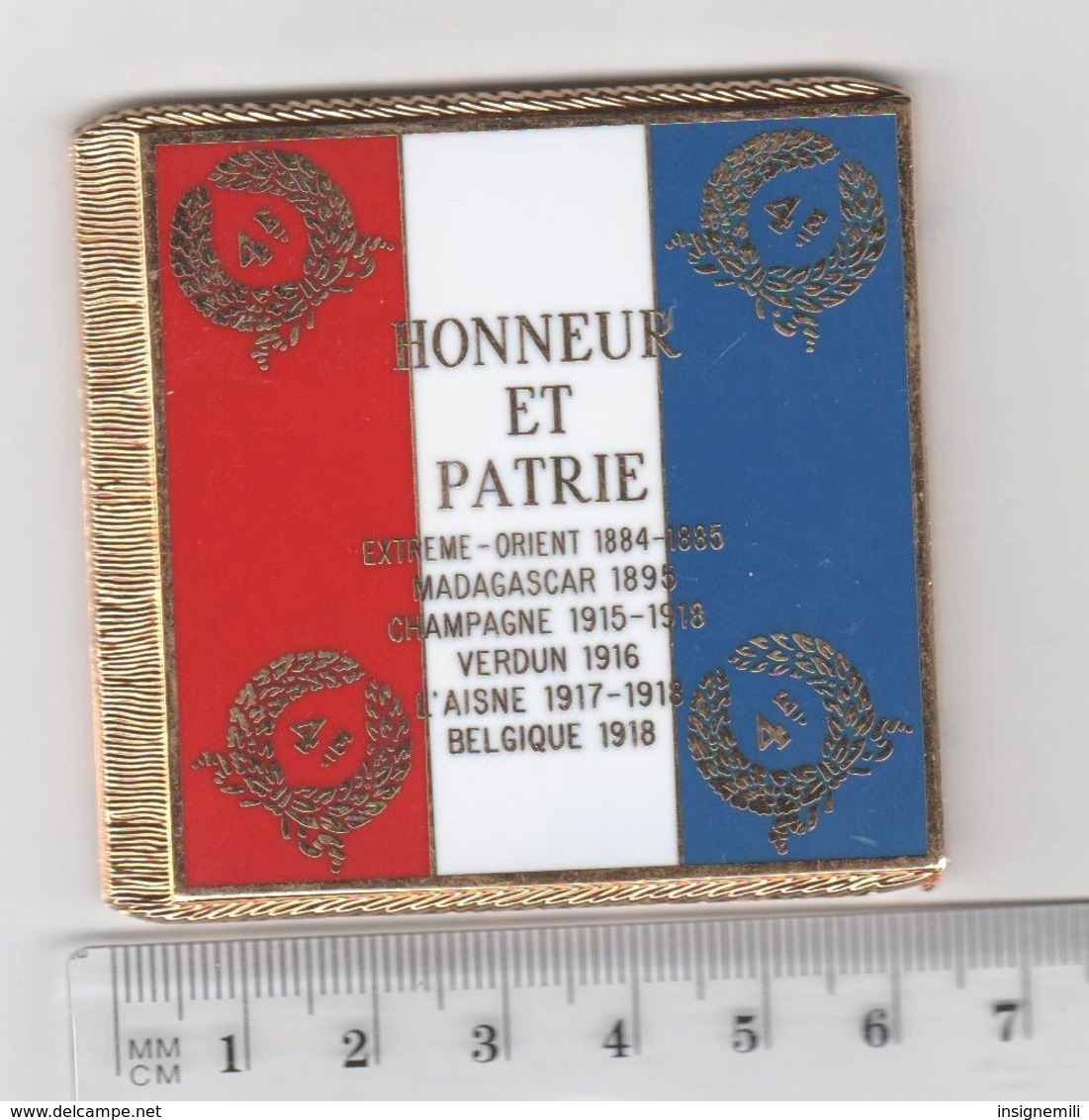 DRAPEAU 4° RG REGIMENT DU GENIEL En Métal Doré - Drapeaux