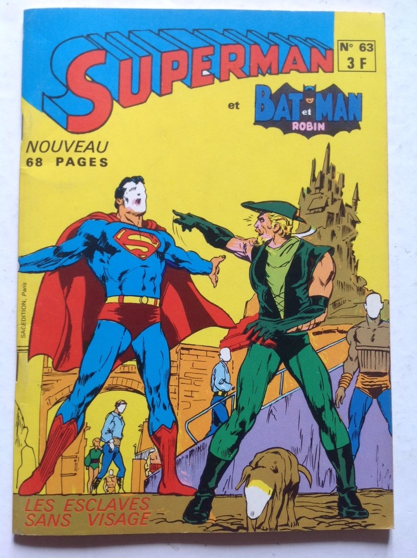 No PAYPAL !! SUPERMAN Batman & Robin 63 Superman Flêche Verte Superboy Légion BD Éo 1974 TTBE/NEUF Comics Vf SAGÉDITION - Superman