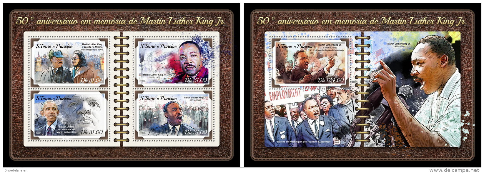 SAO TOME 2018 MNH** Martin Luther King Jr. M/S+S/S - OFFICIAL ISSUE - DH1823 - Martin Luther King