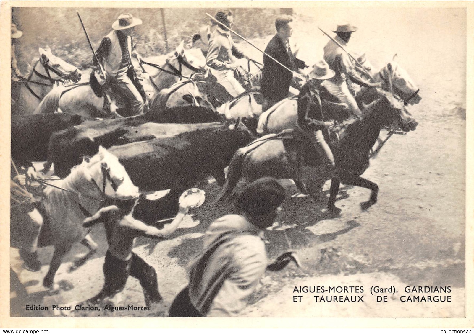 30-AIGUES-MORTES- GARDIANS ET TAUREAUX DE CAMARGUE - Aigues-Mortes