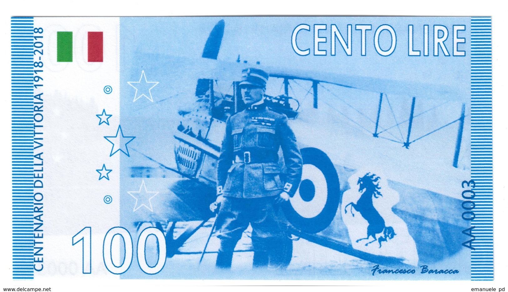 Italy 100 Lire 2018 Fantasy Commemorative First World War / Commemorativo Prima Guerra Mondiale / Price For 1 Banknote - Altri & Non Classificati