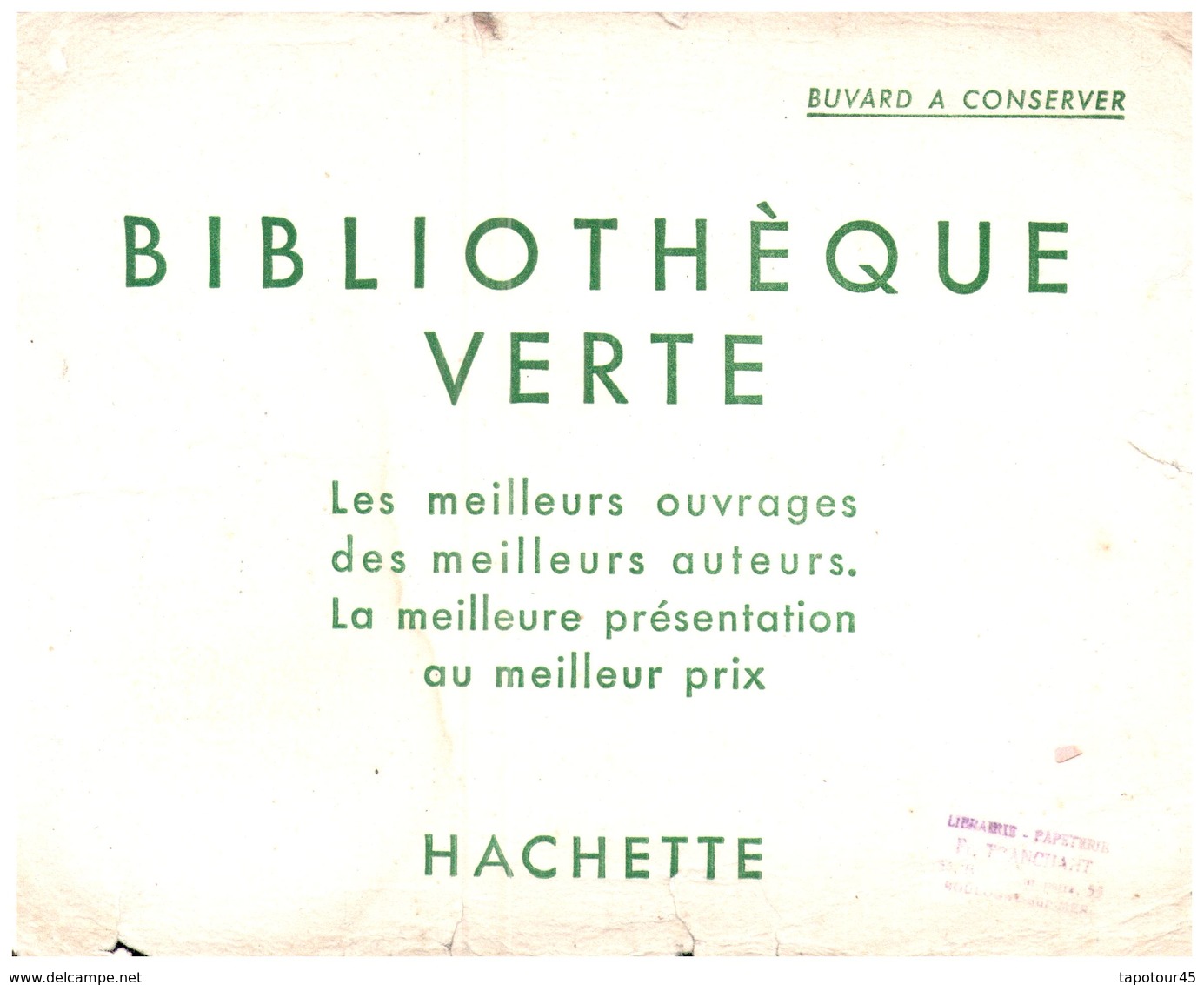 B V/Buvard Bibliothèque Verte  (Format 21 X 17) (N= 1) - B