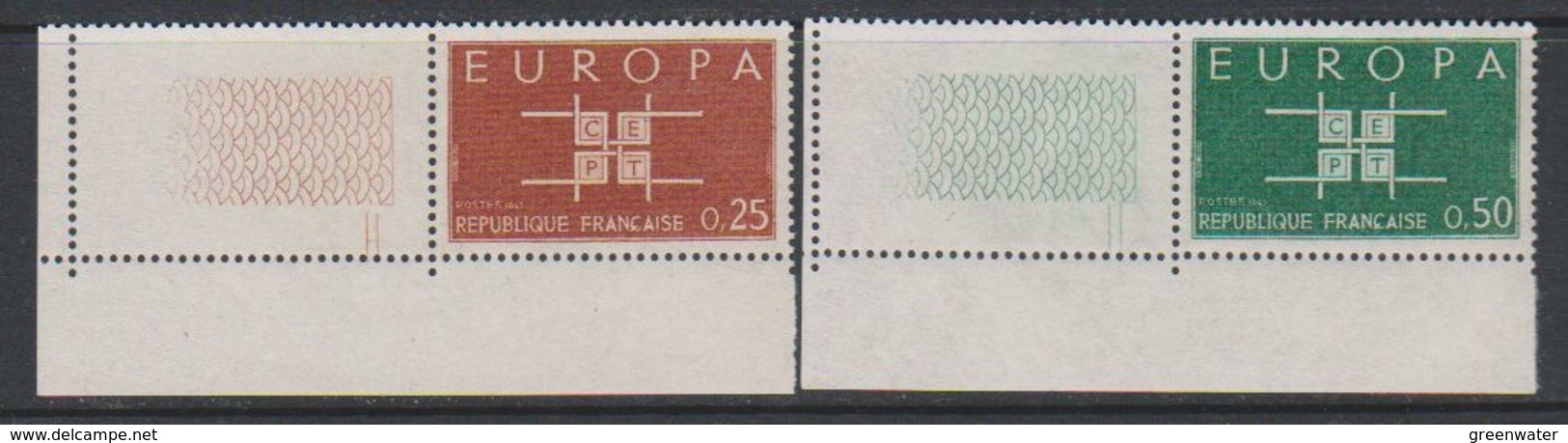 Europa Cept 1963 France 2v (corner) ** Mnh (39174C) - 1963