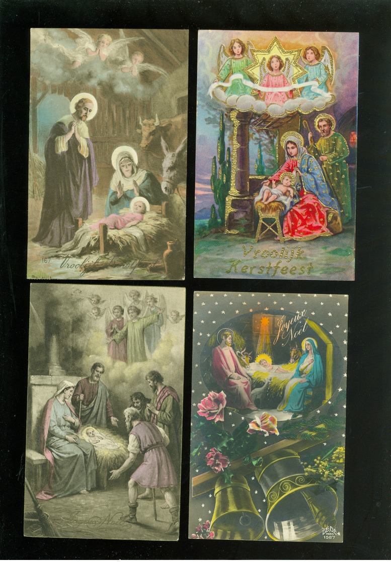 Beau lot de 60 cartes postales de fantaisie Crèche de Noël  Mooi lot 60 postkaarten fantasie kerststal  kerstmis  kribbe