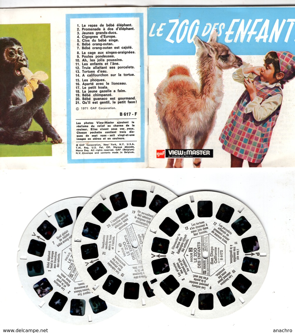 VIEWMASTER Le ZOO Des Enfants SAN DIEGO CALIFORNIE 3 Disques 1971 PHOTOS EN RELIEF - Visionneuses Stéréoscopiques