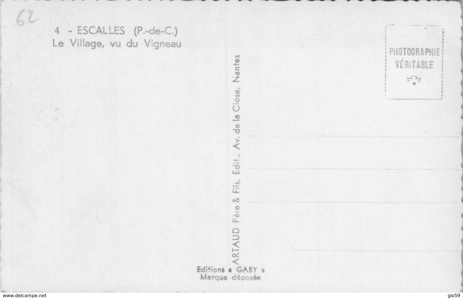 62] Pas De Calais > Autres Communes /ESCALLES   / LOT 333 - Autres & Non Classés