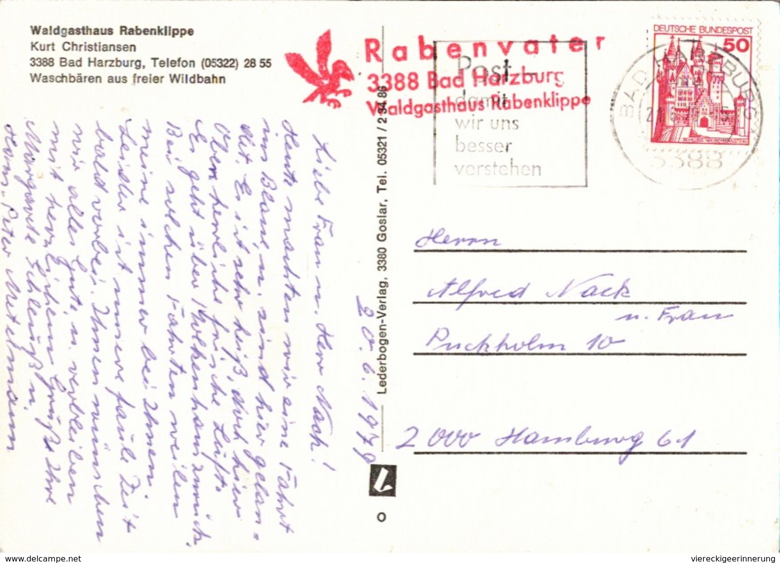 ! Ansichtskarte 1979, Waldgasthaus Rabenklippe, Bad Harzburg, Waschbären - Autres & Non Classés