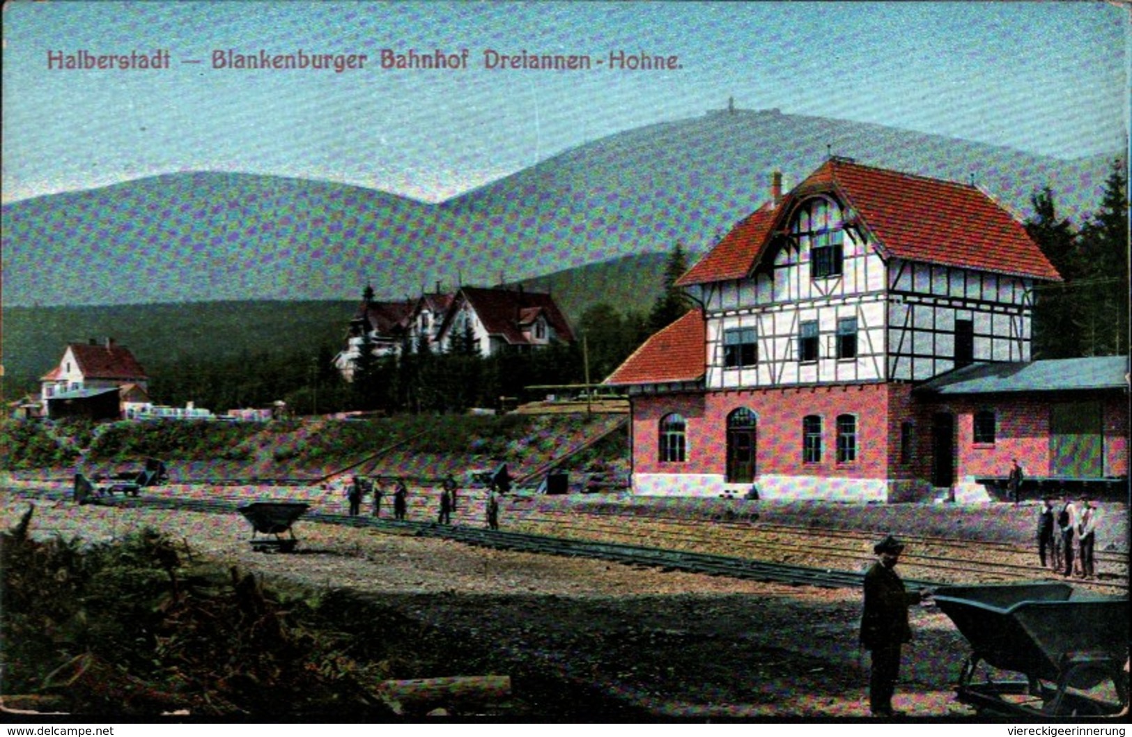 ! Alte Ansichtskarte Halberstadt , Blankenburger Bahnhof Dreiannen Hohne - Gares - Sans Trains