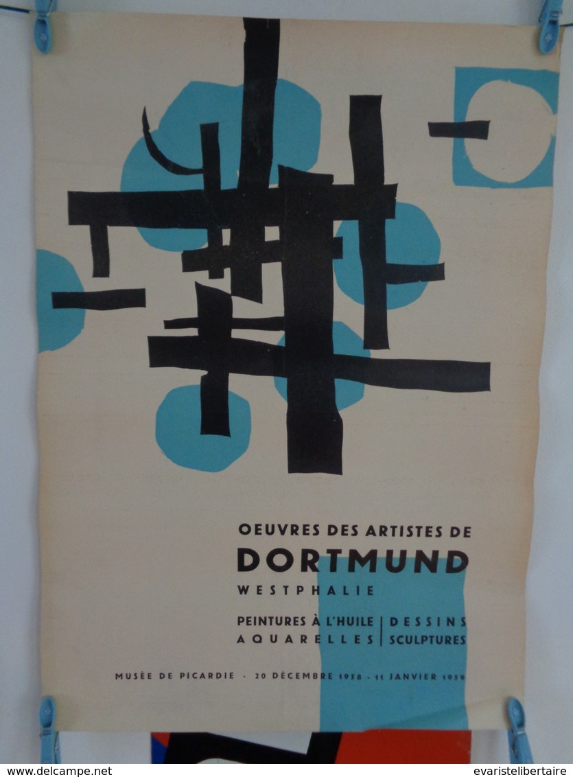 AFFICHE: Oeuvres Des Artistes De DORTMUND ,Wesphalie ,musée Picardie Du 20 Décembre 1958 -11janvier 1959 ,H 61,L 43,5 - Affiches